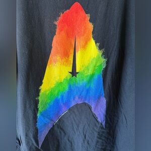 Star Trek Communicator Badge Logo Black Graphic T-Shirt 3XL Rainbow Pride Cotton